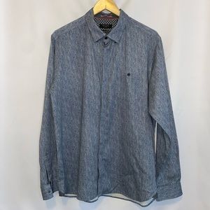 Ted Baker London Blue Lightweight Chambray Button Down Shirt Size Large